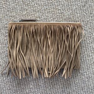 Suede pouch with fringe